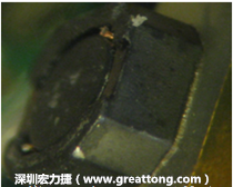 使用銀(Ag)鍍層的電源電感器(Power Inductors)，經(jīng)過推力測試后，零件端點上已經(jīng)看不到任何鍍層的痕跡了，所以其耐推力就比較小。