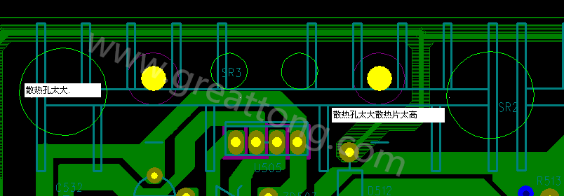 PCB設計中，散熱孔散熱片設計不當，造成很多電源板斷裂