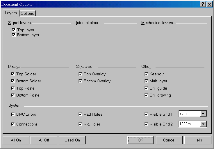 在主功能列，Design >> Option，打開Document Option設(shè)置環(huán)境