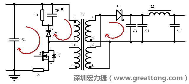 元件布局的時候，要優(yōu)先考慮高頻脈沖電流和大電流的環(huán)路面積，盡可能地減小,以抑制開關(guān)電源的輻射干擾