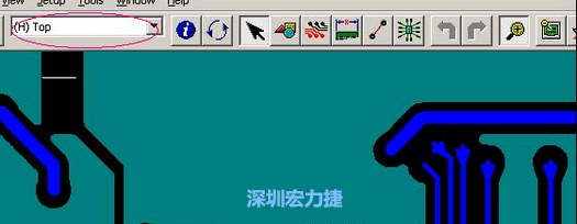 如果圖形像下圖一樣無法顯示鉆孔，只須圖（186）將紅色圈住的活動層改為當(dāng)前顯示層即可。