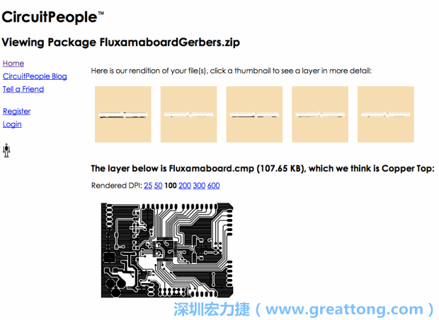 預(yù)覽Gerber格式中最簡(jiǎn)單的方式是使用來(lái)自Circuit People的免費(fèi)線上工具。