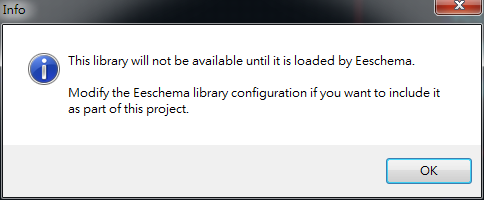 存檔離開(kāi)。它會(huì)提醒你，要增加library搜尋路徑， 不然無(wú)法在library browser 找到你的library 