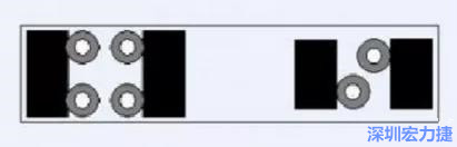 對于大尺寸的電容，比如板級濾波所用的鉭電容，推薦用圖中的安裝方法