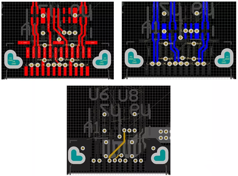 對(duì)SBU，USB2和CC1/2等信號(hào)做以下布線處理