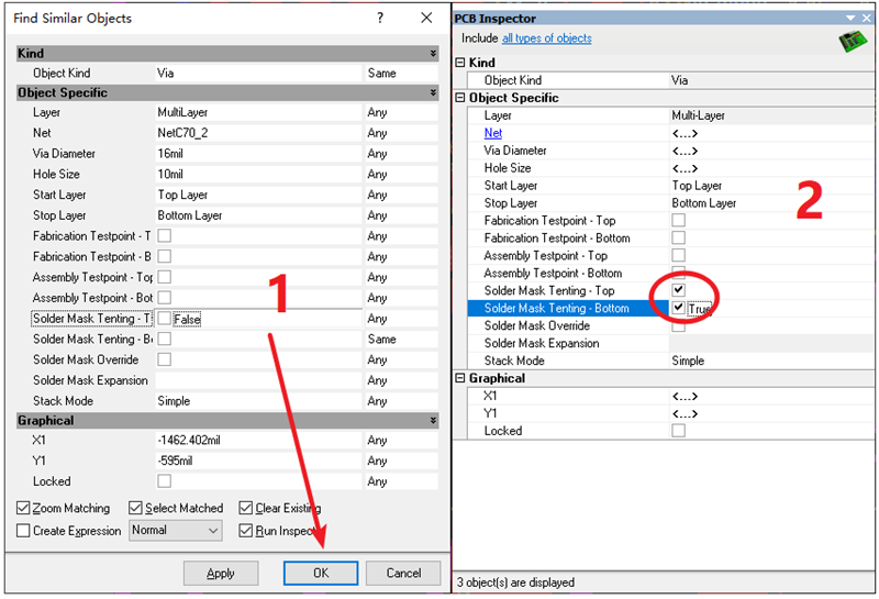 過孔（VIA）蓋油，不用蓋油可以跳過。
