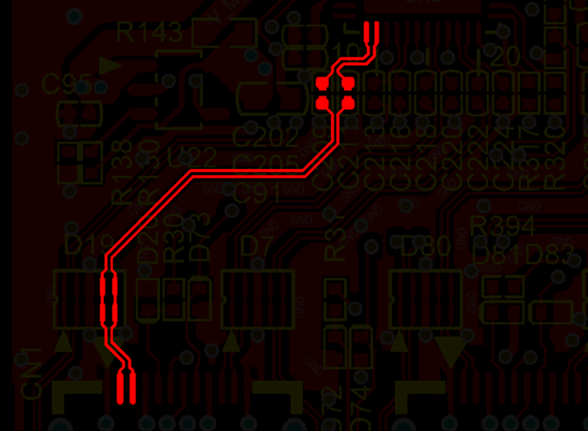 差分線盡量走等長(zhǎng)線、等距，避免時(shí)序偏差及共模干擾