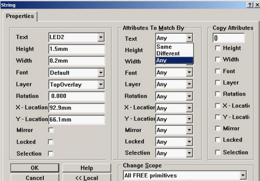 4. 可對字符和阻焊進行適當?shù)恼{(diào)整，以方便處理文件和提高效率，字符可以通過Global過濾器設置條件進行快速調(diào)整不同格式的字符